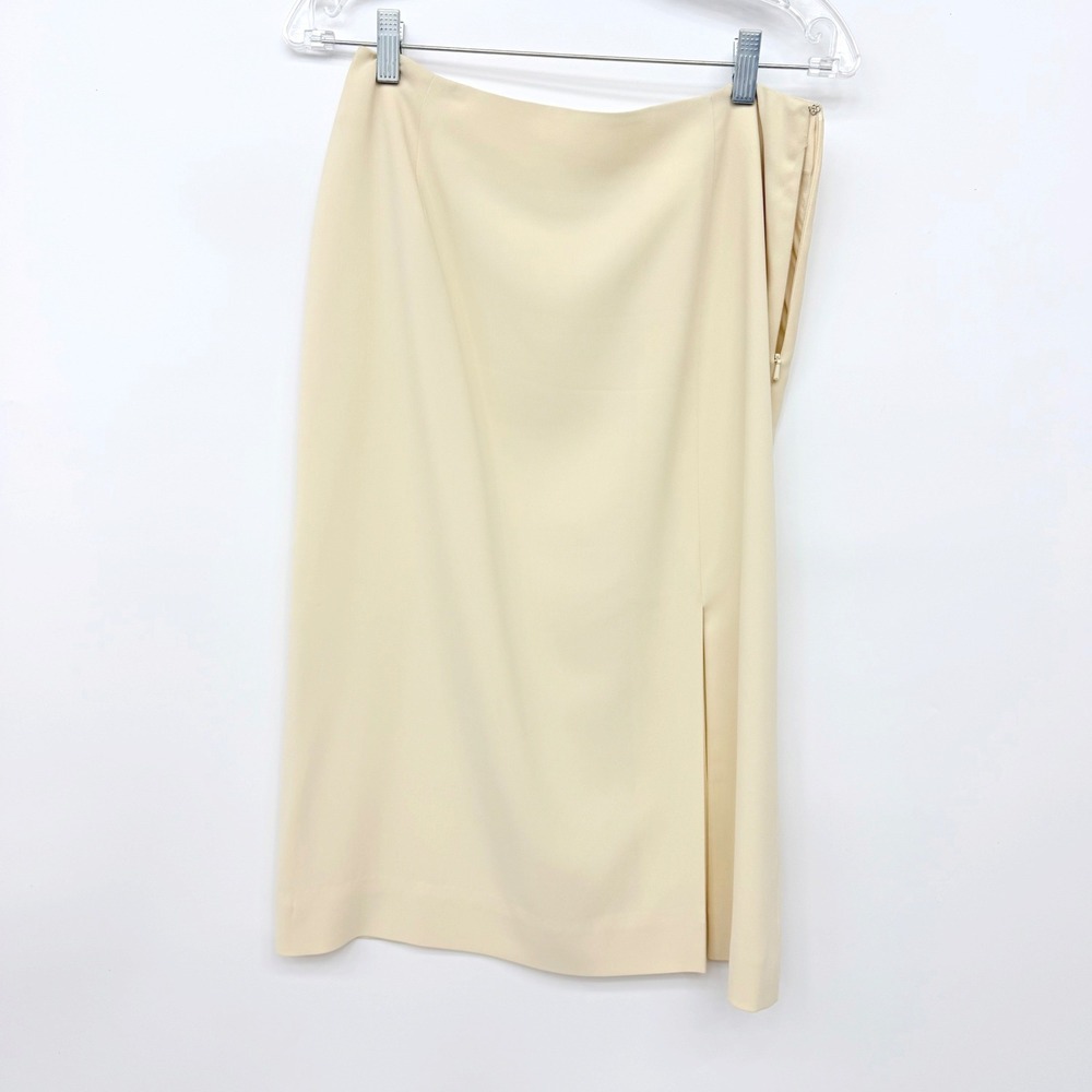 Bill Burns Signature Midi Skirt Pencil Side Slit‎ Professional Womens 6 Cream